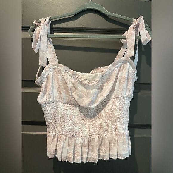 NWOT Aritzia Wilfred Tie Strap Smocked Top - Picture 1 of 3
